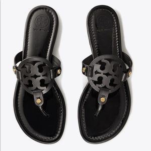 TORY BURCH MILLER BLACK PATENT SANDALS